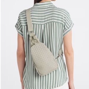 MODA LUXE Regina Woven Grey Sling Backpack